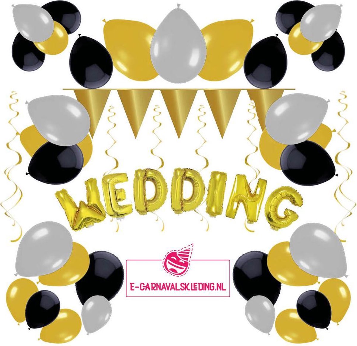 e-Carnavalskleding.nl Wedding feestpakket goud Medium | Versiering trouwfeest goud | Decoratie trouwfeest voor een mooie bruiloft Medium